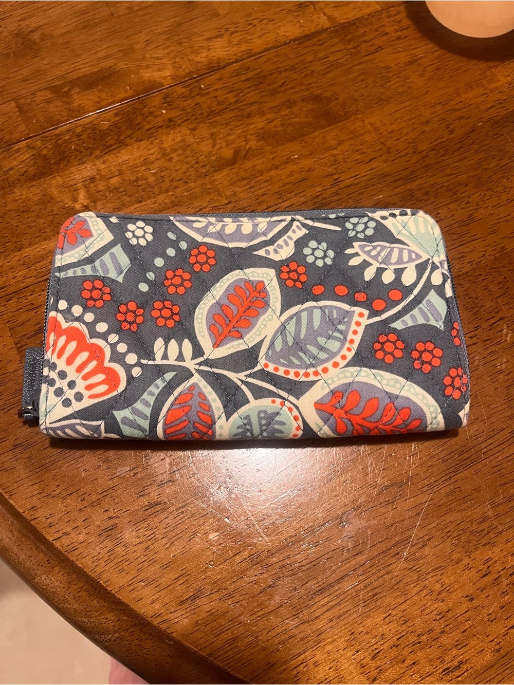 Vera Bradley Floral Zip-Around Wallet - Gray, Coral & Mint